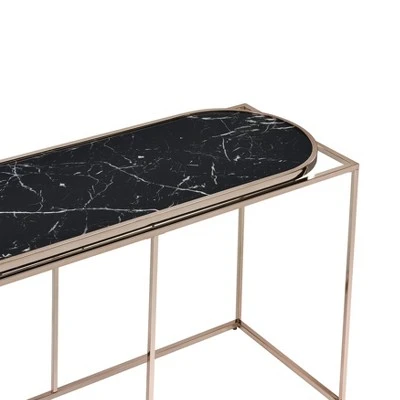 Denban Faux Marble Sofa Table - miBasics White Marble/champagne 4 Denban Faux Marble Sofa Table - miBasics White Marble/champagne - Image 2