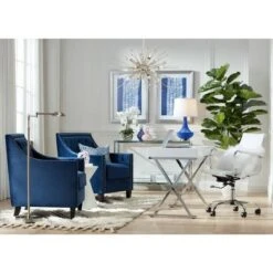 Studio 55D Modern Polished Steel Rectangular Console Table 47 1/2" X 13 3/4" Clear Glass Sliver Living Room House Entryway Balcony -Console Tables Sales unnamed file 4856