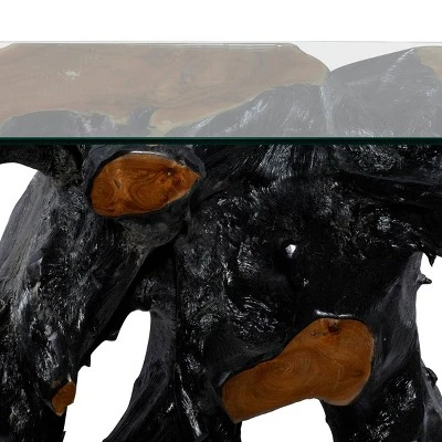 Olivia & May Contemporary Teak Wood Console Table Gold - Olivia & May 4 Olivia & May Contemporary Teak Wood Console Table Gold - Olivia & May - Image 2