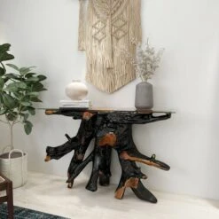 Olivia & May Contemporary Teak Wood Console Table Gold - Olivia & May 30 Olivia & May Contemporary Teak Wood Console Table Gold - Olivia & May -Console Tables Sales unnamed file 4889