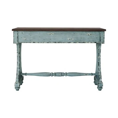 Distressed Two-Tone Entryway Console Table River Blue - HomeFare 7 Distressed Two-Tone Entryway Console Table River Blue - HomeFare - Image 5