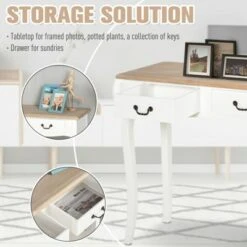 HOMCOM Entryway Console Table with 2 Convenient Storage Drawers Tabletop for Display and Vintage Design White 10 HOMCOM Entryway Console Table with 2 Convenient Storage Drawers Tabletop for Display and Vintage Design White -Console Tables Sales unnamed file 5001
