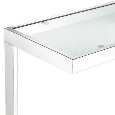Studio 55D Modern Chrome Rectangular Console Table 39 1/2" x 13 3/4" Clear Glass Silver for Living Room Home House Entryway Office 4 Studio 55D Modern Chrome Rectangular Console Table 39 1/2" x 13 3/4" Clear Glass Silver for Living Room Home House Entryway Office - Image 2