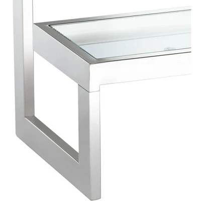 Studio 55D Modern Chrome Rectangular Console Table 39 1/2" x 13 3/4" Clear Glass Silver for Living Room Home House Entryway Office 5 Studio 55D Modern Chrome Rectangular Console Table 39 1/2" x 13 3/4" Clear Glass Silver for Living Room Home House Entryway Office - Image 3