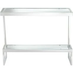 Studio 55D Modern Chrome Rectangular Console Table 39 1/2" x 13 3/4" Clear Glass Silver for Living Room Home House Entryway Office 10 Studio 55D Modern Chrome Rectangular Console Table 39 1/2" x 13 3/4" Clear Glass Silver for Living Room Home House Entryway Office -Console Tables Sales unnamed file 5008