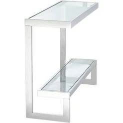 Studio 55D Modern Chrome Rectangular Console Table 39 1/2" x 13 3/4" Clear Glass Silver for Living Room Home House Entryway Office 11 Studio 55D Modern Chrome Rectangular Console Table 39 1/2" x 13 3/4" Clear Glass Silver for Living Room Home House Entryway Office -Console Tables Sales unnamed file 5009