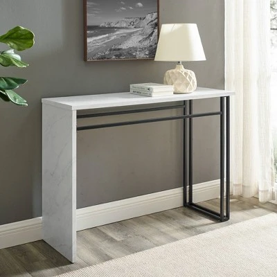 Taki Modern Asymmetrical Waterfall Entry Table - Saracina Home Faux White Marble 3 Taki Modern Asymmetrical Waterfall Entry Table - Saracina Home Faux White Marble