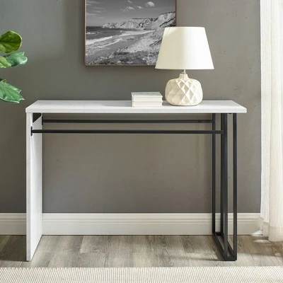 Taki Modern Asymmetrical Waterfall Entry Table - Saracina Home Faux White Marble 5 Taki Modern Asymmetrical Waterfall Entry Table - Saracina Home Faux White Marble - Image 3