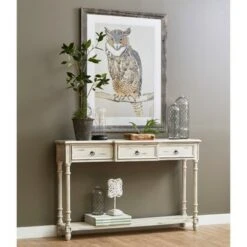 3 Drawer Entryway Console Table White - HomeFare