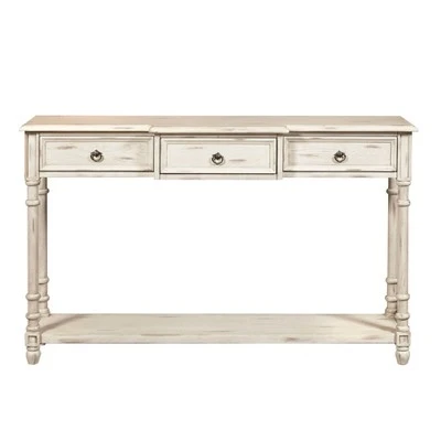 3 Drawer Entryway Console Table White - HomeFare 4 3 Drawer Entryway Console Table White - HomeFare - Image 2