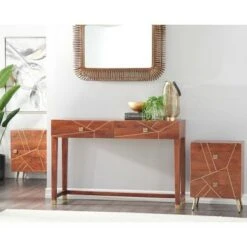 Olivia & May Set of 3 Modern Wood Console Tables Brown - Olivia & May
