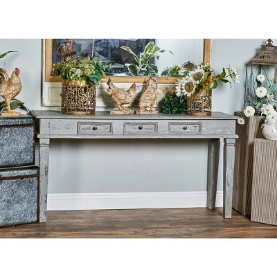 Olivia & May Rustic Mahogany Console Table Gray - Olivia & May 3 Olivia & May Rustic Mahogany Console Table Gray - Olivia & May