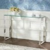 Studio 55D David 47 1/2" Wide Steel And Glass Modern Console Table 1 Studio 55D David 47 1/2" Wide Steel And Glass Modern Console Table -Console Tables Sales unnamed file 5196