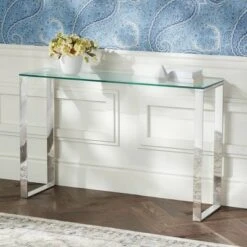 Studio 55D David 47 1/2" Wide Steel And Glass Modern Console Table