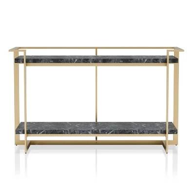 Buntington Faux Marble Top Sofa Table Gold Coating/Black - miBasics 3 Buntington Faux Marble Top Sofa Table Gold Coating/Black - miBasics - Image 2