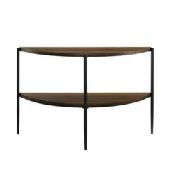 Half Circle Entry Table with Lower Shelf - Saracina Home Dark Walnut -Console Tables Sales unnamed file 5216