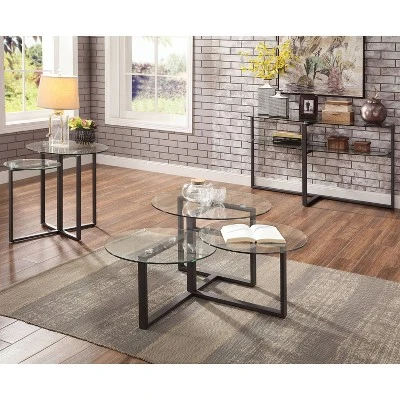 Muria Multi Top Design sofa table with a glass top Gun Metal - miBasics 4 Muria Multi Top Design sofa table with a glass top Gun Metal - miBasics - Image 2