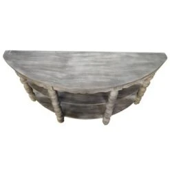 Wooden Console Table with 2 Shelves and Turned Legs Gray - The Urban Port