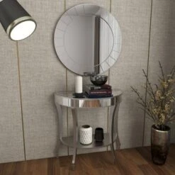 Olivia & May Set of 2 Glam Fir Console Tables with Mirror White - Olivia & May -Console Tables Sales unnamed file 5390