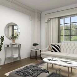 Olivia & May Set of 2 Glam Fir Console Tables with Mirror White - Olivia & May -Console Tables Sales unnamed file 5393