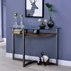 Regivea Open Shelf Sofa Table Black Chrome - miBasics
