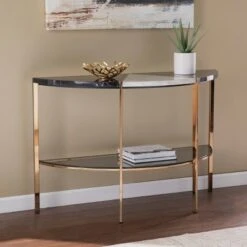 Lenaedo Demilune Console Table Black/White/Gold - Aiden Lane -Console Tables Sales unnamed file 5452
