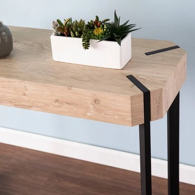 Burnra Modern Farmhouse Console Table Natural/Black - Aiden Lane 3 Burnra Modern Farmhouse Console Table Natural/Black - Aiden Lane