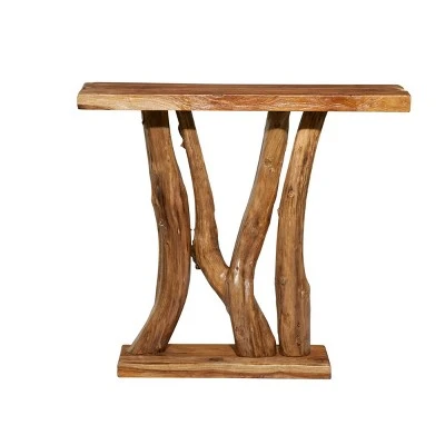 Olivia & May Contemporary Teak Wood Console Table Brown - Olivia & May 7 Olivia & May Contemporary Teak Wood Console Table Brown - Olivia & May - Image 5