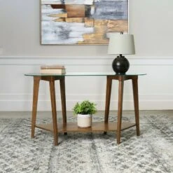 Harper Wood/Glass Console Table Brown - Abbyson Living