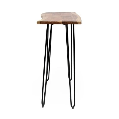 Plumb Handcrafted Modern Industrial Acacia Wood Console Table with Hairpin Legs Natural/Black - Christopher Knight Home 4 Plumb Handcrafted Modern Industrial Acacia Wood Console Table with Hairpin Legs Natural/Black - Christopher Knight Home - Image 2
