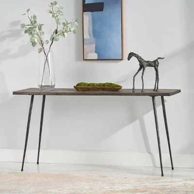 Chesley Handcrafted Modern Industrial Acacia Wood Console Table Sandblasted Gray/Black - Christopher Knight Home 3 Chesley Handcrafted Modern Industrial Acacia Wood Console Table Sandblasted Gray/Black - Christopher Knight Home