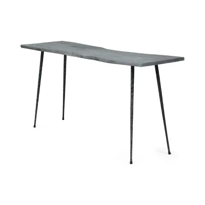 Chesley Handcrafted Modern Industrial Acacia Wood Console Table Sandblasted Gray/Black - Christopher Knight Home 4 Chesley Handcrafted Modern Industrial Acacia Wood Console Table Sandblasted Gray/Black - Christopher Knight Home - Image 2