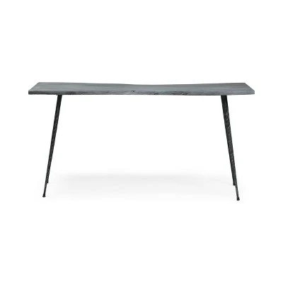 Chesley Handcrafted Modern Industrial Acacia Wood Console Table Sandblasted Gray/Black - Christopher Knight Home 7 Chesley Handcrafted Modern Industrial Acacia Wood Console Table Sandblasted Gray/Black - Christopher Knight Home - Image 5