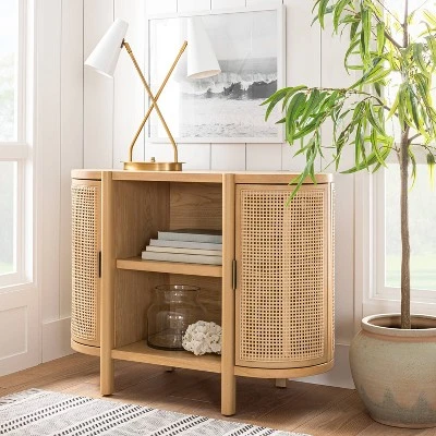 Threshold Designed W/Studio McGee Portola Hills Caned Door Console with Shelves - Threshold™ designed with Studio McGee Natural 2 Threshold Designed W/Studio McGee Portola Hills Caned Door Console with Shelves - Threshold™ designed with Studio McGee Natural