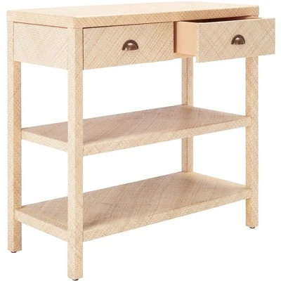 Apis Raffia Console Table - Light Natural/Gold - Safavieh 6 Apis Raffia Console Table - Light Natural/Gold - Safavieh - Image 4