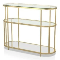 Invergarry Mirrored and Tempered Glass Sofa Table Gold - miBasics