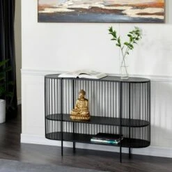 Olivia & May Contemporary Metal Console Table Black - Olivia & May