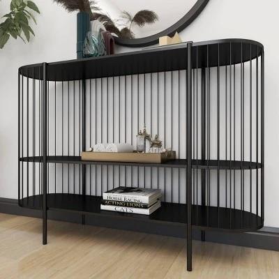 Olivia & May Contemporary Metal Console Table Black - Olivia & May 7 Olivia & May Contemporary Metal Console Table Black - Olivia & May - Image 6