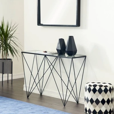 Olivia & May Mid-Century Metal Console Table Black - Olivia & May 3 Olivia & May Mid-Century Metal Console Table Black - Olivia & May