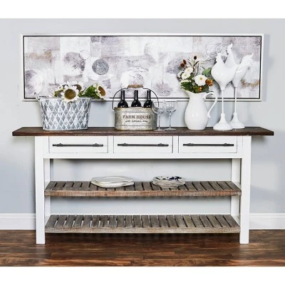 Olivia & May Farmhouse Wood Rectangle Console Table White - Olivia & May 3 Olivia & May Farmhouse Wood Rectangle Console Table White - Olivia & May