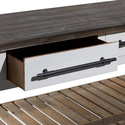 Olivia & May Farmhouse Wood Rectangle Console Table White - Olivia & May 4 Olivia & May Farmhouse Wood Rectangle Console Table White - Olivia & May - Image 2