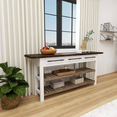 Olivia & May Farmhouse Wood Rectangle Console Table White - Olivia & May 11 Olivia & May Farmhouse Wood Rectangle Console Table White - Olivia & May - Image 9