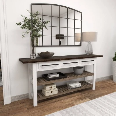 Olivia & May Farmhouse Wood Rectangle Console Table White - Olivia & May 12 Olivia & May Farmhouse Wood Rectangle Console Table White - Olivia & May - Image 10