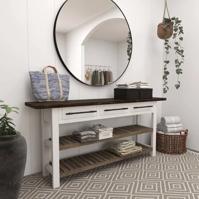 Olivia & May Farmhouse Wood Rectangle Console Table White - Olivia & May 13 Olivia & May Farmhouse Wood Rectangle Console Table White - Olivia & May - Image 11