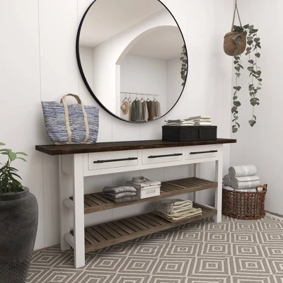 Olivia & May Farmhouse Wood Rectangle Console Table White - Olivia & May 17 Olivia & May Farmhouse Wood Rectangle Console Table White - Olivia & May - Image 15