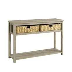 Mission Entry Table with Woven Baskets - Saracina Home Rustic Oak -Console Tables Sales unnamed file 619