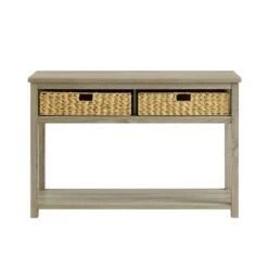 Mission Entry Table with Woven Baskets - Saracina Home Rustic Oak -Console Tables Sales unnamed file 620
