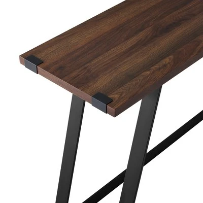 Urban Industrial Entry Table with Wood and Metal - Saracina Home Dark Walnut 5 Urban Industrial Entry Table with Wood and Metal - Saracina Home Dark Walnut - Image 3