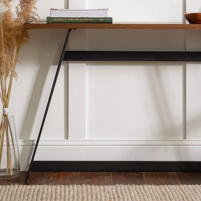 Urban Industrial Entry Table with Wood and Metal - Saracina Home Dark Walnut 10 Urban Industrial Entry Table with Wood and Metal - Saracina Home Dark Walnut - Image 8