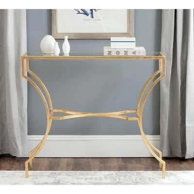 Alphonse Console - Gold/Glass - Safavieh 3 Alphonse Console - Gold/Glass - Safavieh